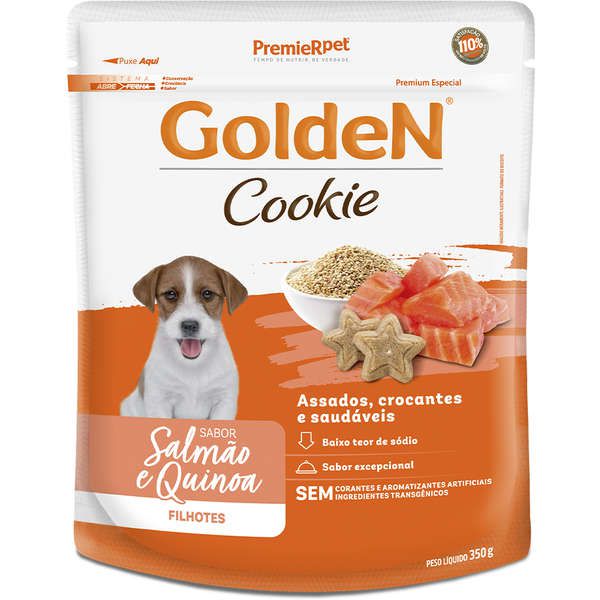 Biscoito Premier Pet Golden Cookie Salmão e Quinoa para Cães Filhotes 350g
