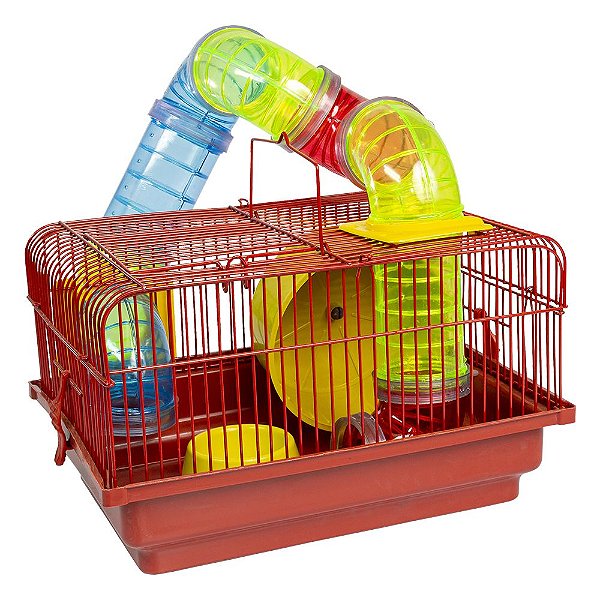 Gaiola para Hamster Brasileirinha Tubo Luxo Vermelha