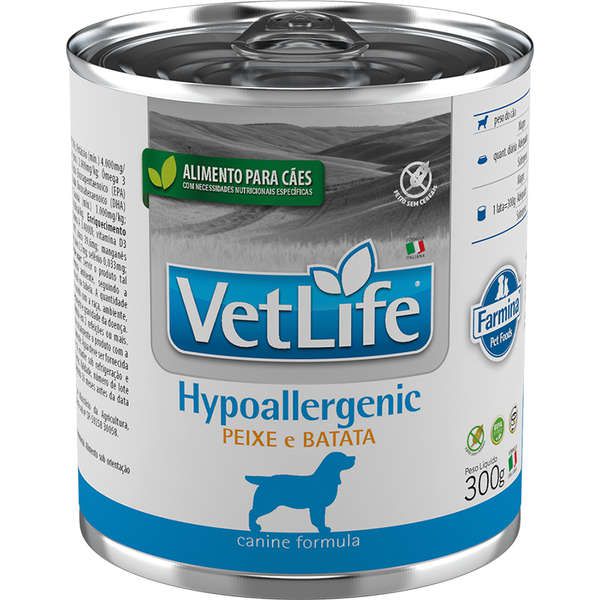 Ração Úmida Farmina Vet Life Hypoallergenic Peixe e Batata para Cães 300g