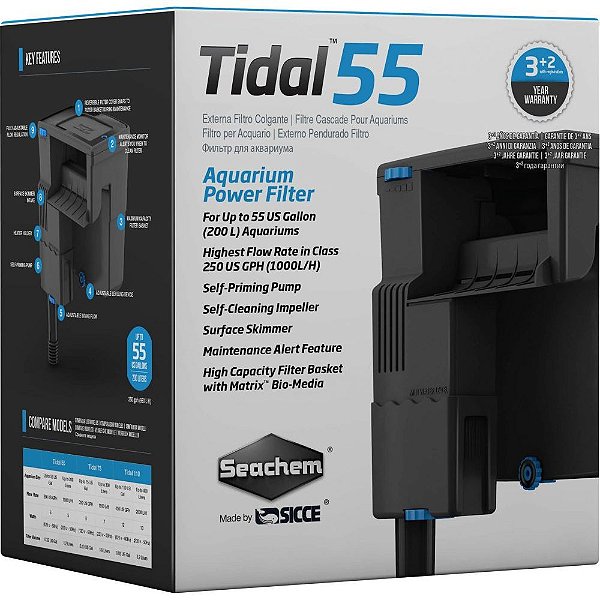 Seachem Filtro Tidal 55 Para aquários de até 200 Litros Vazão 1000 L/h 220v