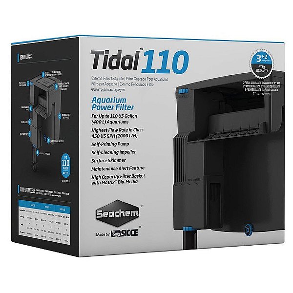 Seachem Filtro Tidal 110 Para aquários de até 400 Litros Vazão 2000 L/h 220V