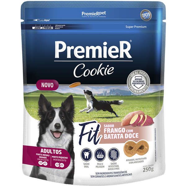 Biscoito Premier Pet Cookie Fit Frango com Batata Doce para Cães Adultos 250g