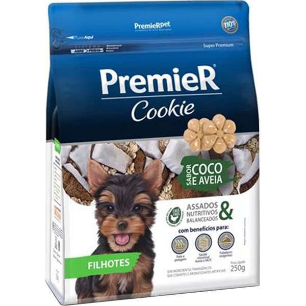 Biscoito Premier Pet Cookie Coco e Aveia para Cães Filhotes 250g