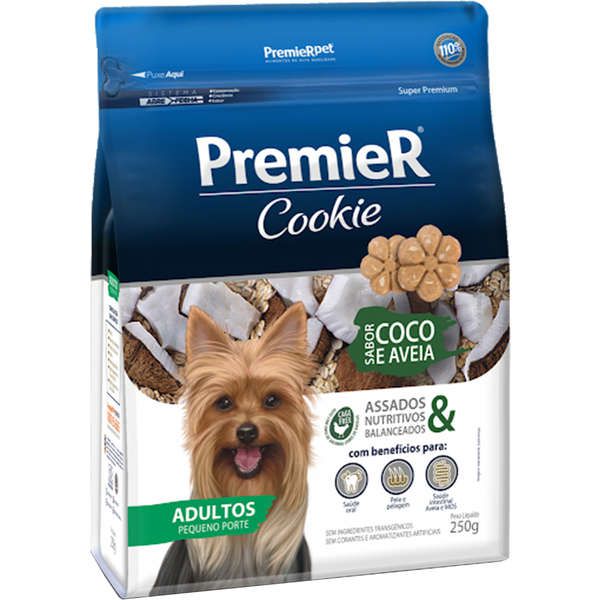 Biscoito Premier Pet Cookie Coco e Aveia para Cães Adultos Pequeno Porte 250g