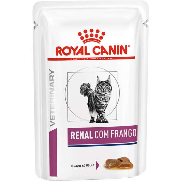Ração Royal Canin Sachê Feline Veterinary Diet Renal Frango para Gatos com Doença nos Rins 85 g