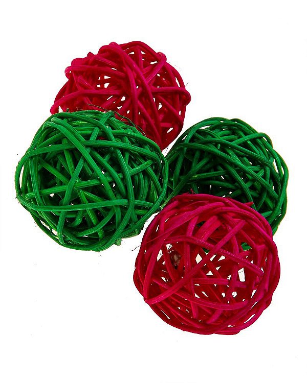 Brinquedo para Gatos 4 Bolas Rattan com Guizo