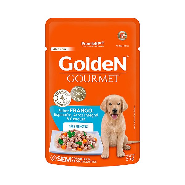 Ração Úmida Golden Gourmet para Cães Filhotes Sabor Frango 85g