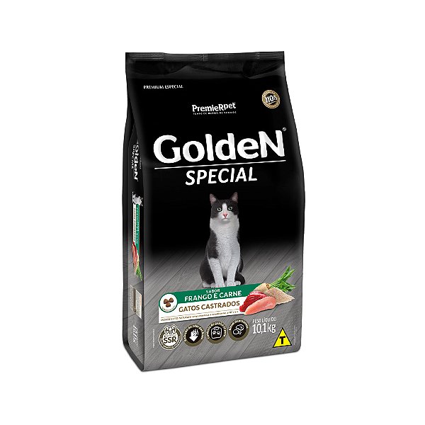 Ração Golden Special para Gatos Castrados Sabor Frango e Carne 10,1 Kg