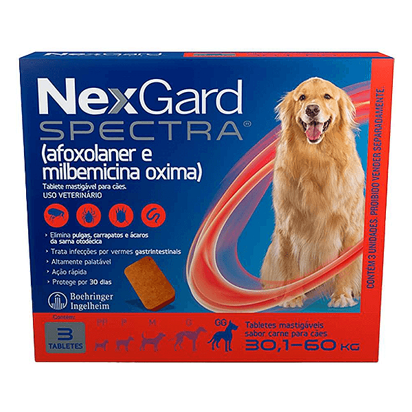 Antipulgas e Carrapatos NexGard Spectra para Cães de 30,1 a 60 Kg