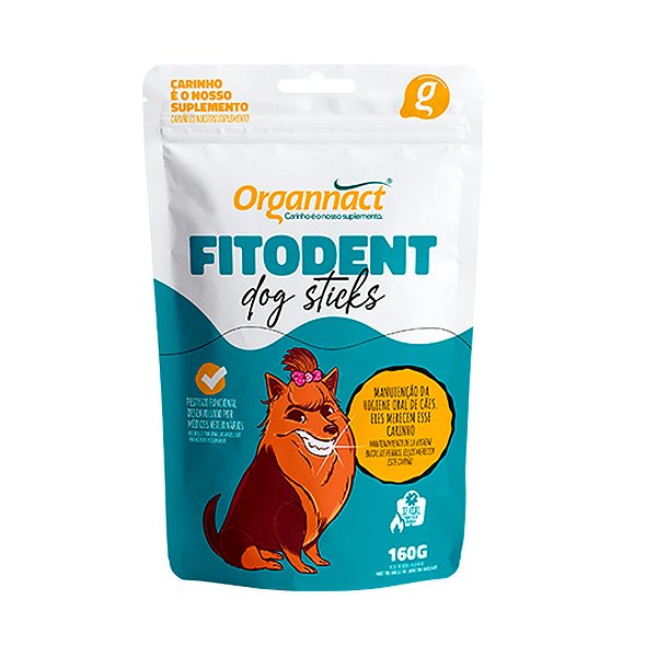 Suplemento Organnact Fitodent Plus Palitos para Cães 160g