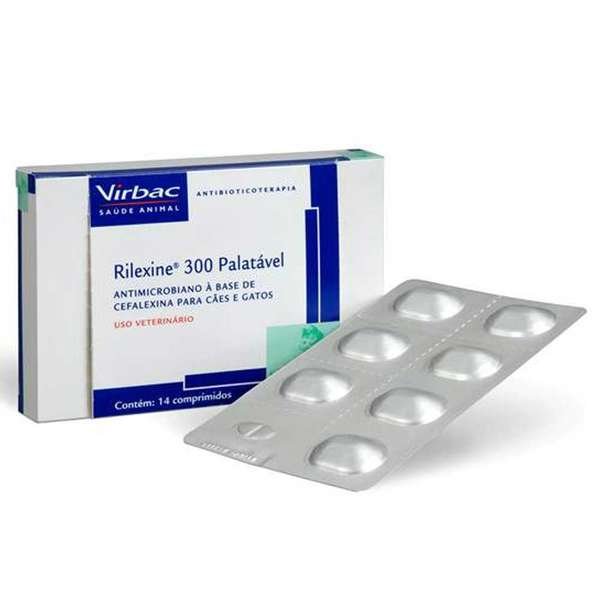 Antibiótico Virbac Rilexine 300 Palatável para Cães e Gatos