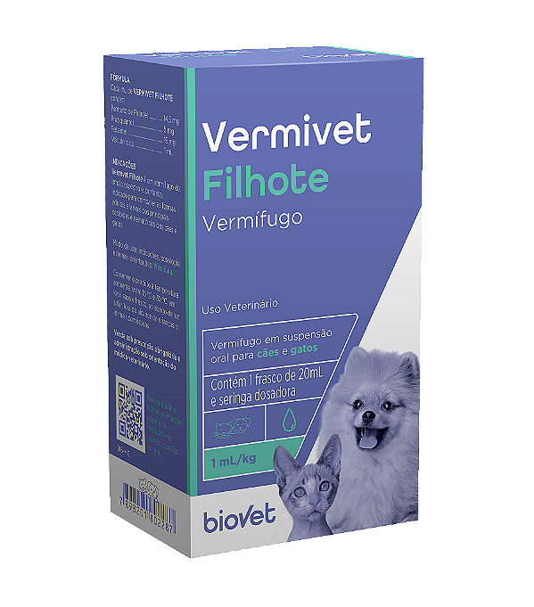Vermífugo Biovet Vermivet Filhote para Cães e Gatos 20ml