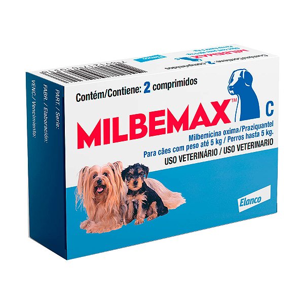 Vermífugo Elanco Milbemax C para Cães até 5kg