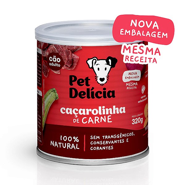 Ração Úmida Natural Pet Delícia Caçarolinha de Carne para Cães Adultos 320g