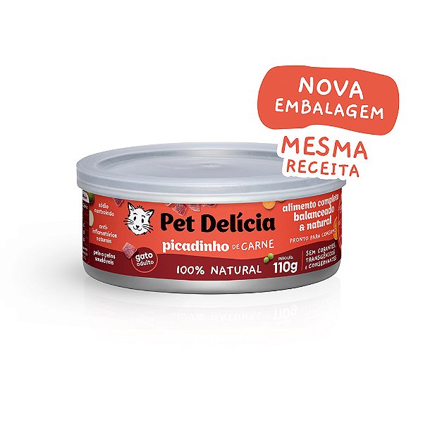 Ração Úmida Natural Pet Delícia Picadinho de Carne para Gatos Adultos 110 g