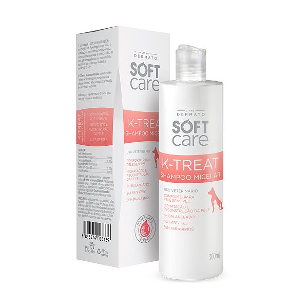 Shampoo Soft Care K-Treat Micelar para Cães e Gatos 300 ml