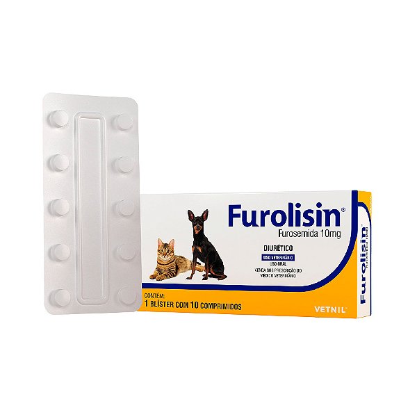 Diurético Furolisin 10 Comprimidos Vetnil para Cães e Gatos 10mg