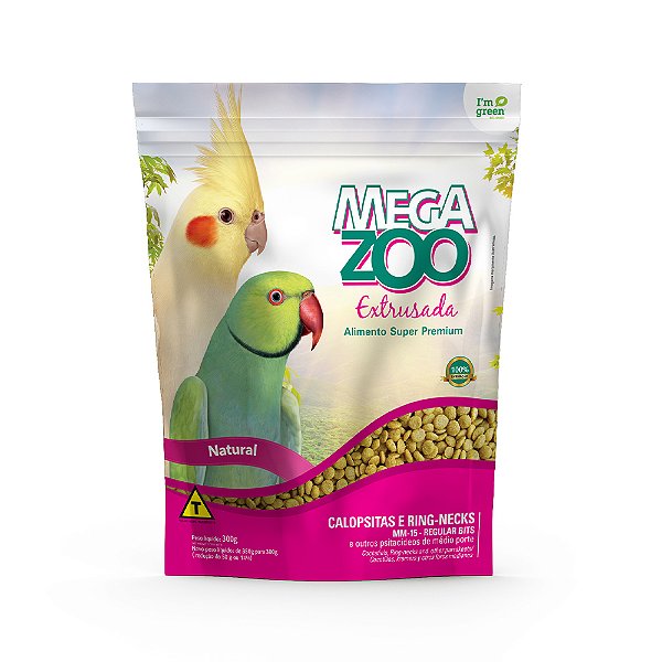 Ração Extrusada Megazoo Regular Bits para Calopsitas e Ring Necks 300g