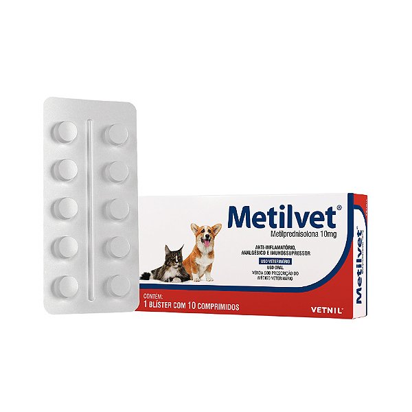 Anti-inflamatório Metilvet 10 Comprimidos Vetnil para Cães e Gatos 10mg