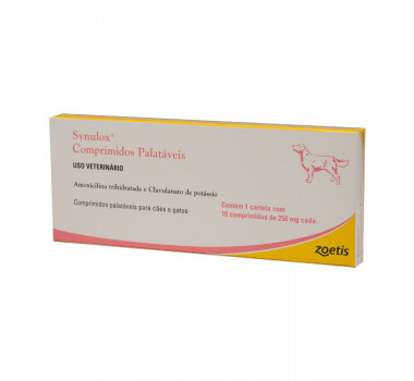 Antibiótico Zoetis Synulox 250mg  para Cães 10 comprimidos