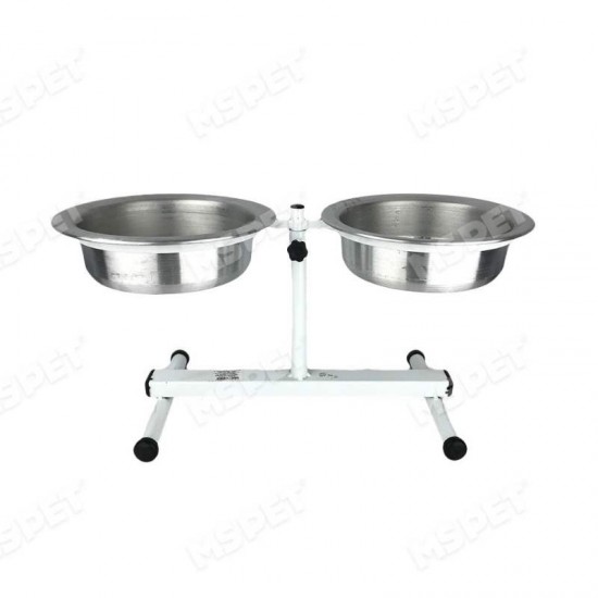 Comedouro Alumínio Regulável Duplo Médio