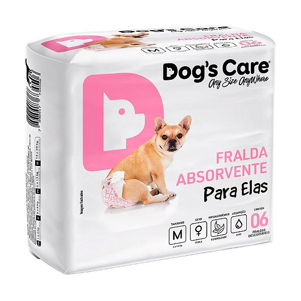 Fralda Higiênica Dogs Care Ecofralda para Cães Fêmeas 6 Unidades