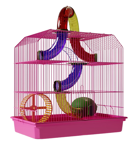 Gaiola Hamster Super Cubo Epoxi Rosa