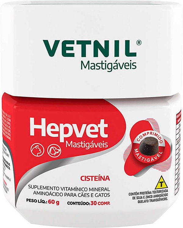 Suplemento Vitamínico Vetnil Hepvet Mastigáveis para Cães e Gatos