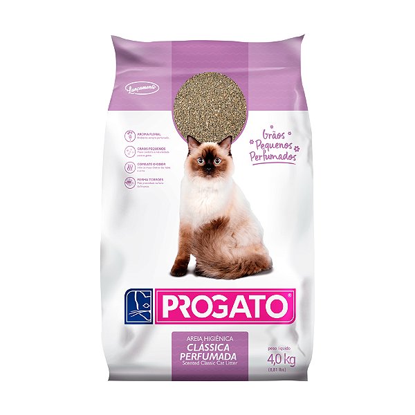 Areia Clássica Perfumada Progato para Gatos 4kg