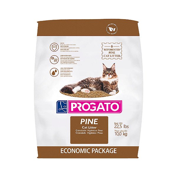 Granulado Higiênico Progato para Gatos Pinus 10 Kg