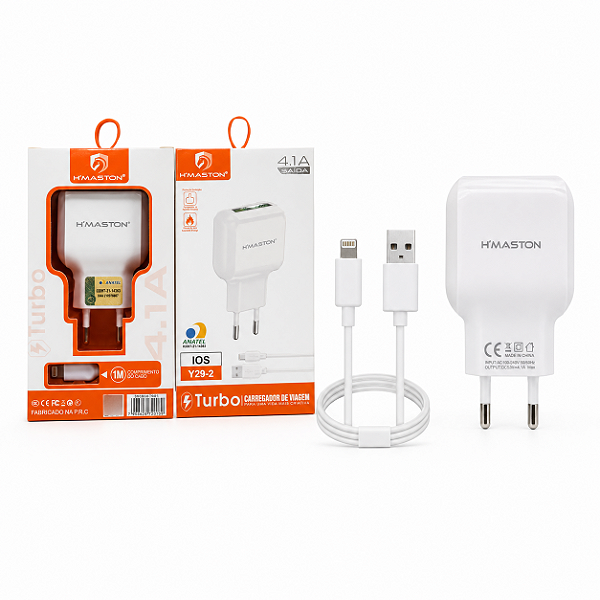 CARREGADOR RÁPIDO TURBO IOS 2 USB 4.1A H'MASTON