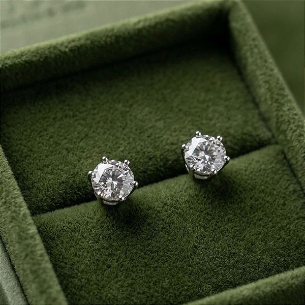 Brinco Prata 925 Moissanite - Ponto de Luz 7mm