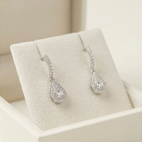 Brinco Prata 925 Moissanite - articulado 2cm comprimento