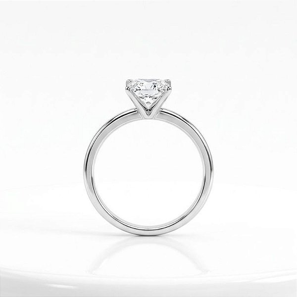 Anel Solitário 6x6 Moissanite Prata 925 - Banho de Ródio