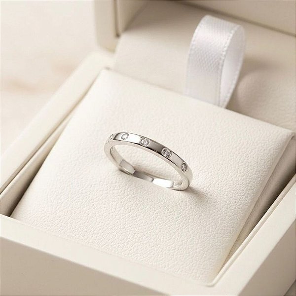 Anel Aparador prata 925 Moissanite - Banho de ródio