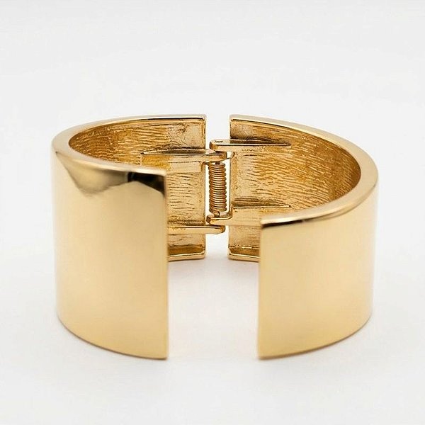 Bracelete Liso Assimétrico Banho de Ouro 18k