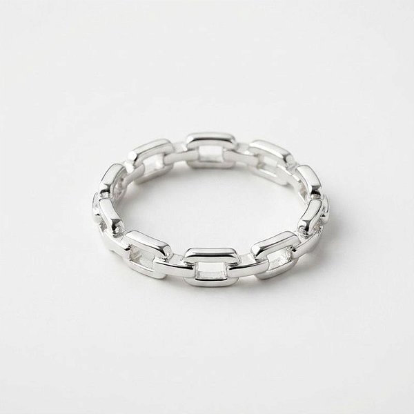 Anel de Corrente Banho Ouro 18k e Banho Prata 3cm