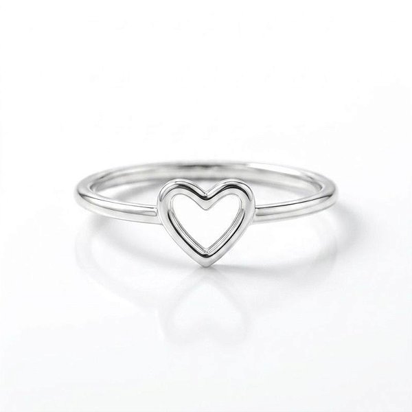 Anel Coração Vazado Banho 18k e Prata