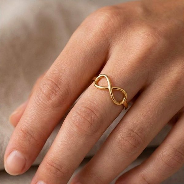 Anel Infinito Banho Ouro 18k e Prata
