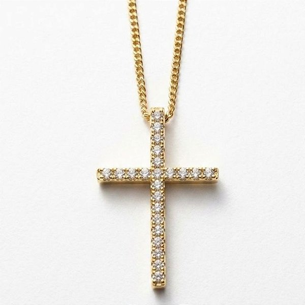 Colar Cruz Cravejado Microzircônia Ouro 18k