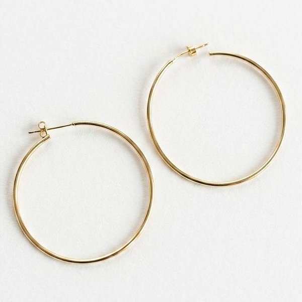 Brinco Argola Tubinho Básica 50mm Banho Ouro 18k