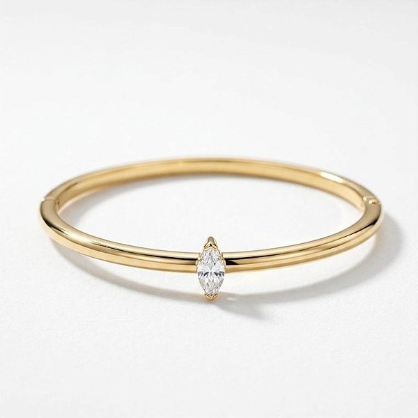Bracelete Zirconia Navete Ouro 18k