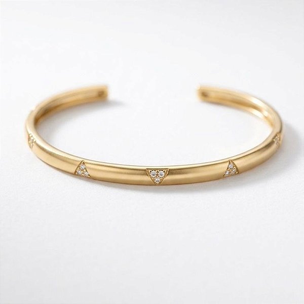 Bracelete Zirconia Cravejado Formato V Ouro 18k