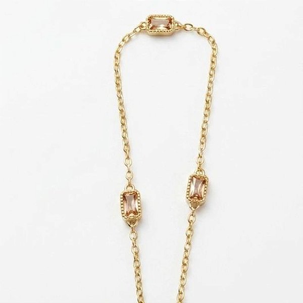 Pulseira Baguetes Retangular LILÁS Ouro 18k