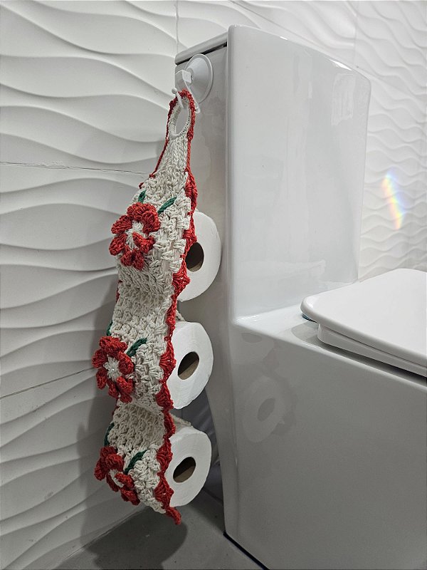 Porta Papel Higiênico Marli em Crochê com Enfeite
