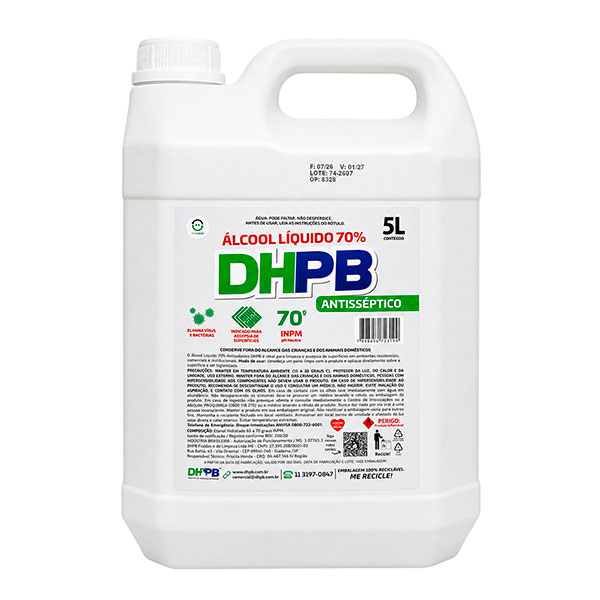 Álcool Líquido 70° INPM Antisséptico DHPB 5L