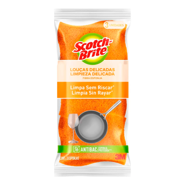 Esponja Antiaderente Não Risca Scotch Brite c/3un