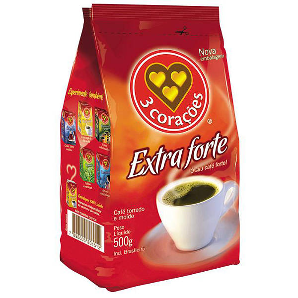 Café em Pó 3 Corações Extra Forte Almofada c/ 500g