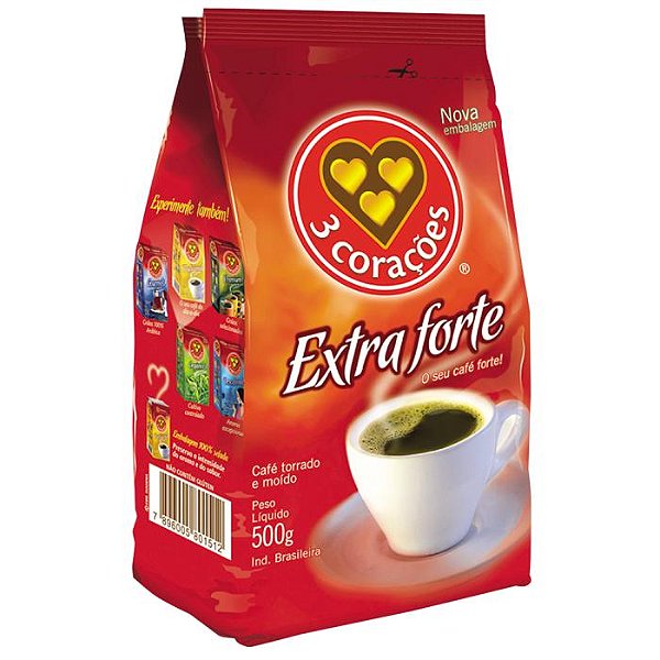 Café em Pó 3 Corações Extra Forte Almofada c/ 500g