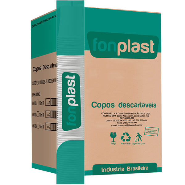 (CAIXA) Copo Descartavel Fonplast 180ml Branco c/2.500un